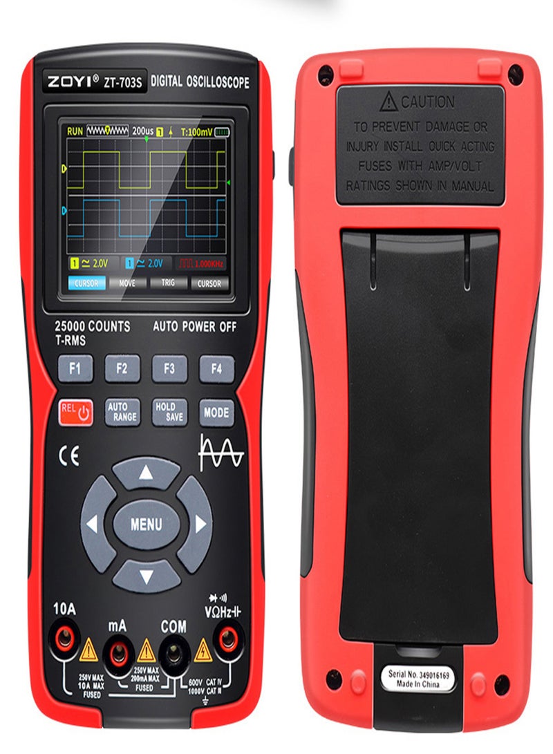 3 in 1 Digital Multimeter 50MHz Bandwidth 280MS Sampling Rate PC Waveform Data Storage Dual Channel Oscilloscope Signal Generator 3.5 Inch Color Display Digit Multimeter Handheld Oscope Meter Handheld - Image 4