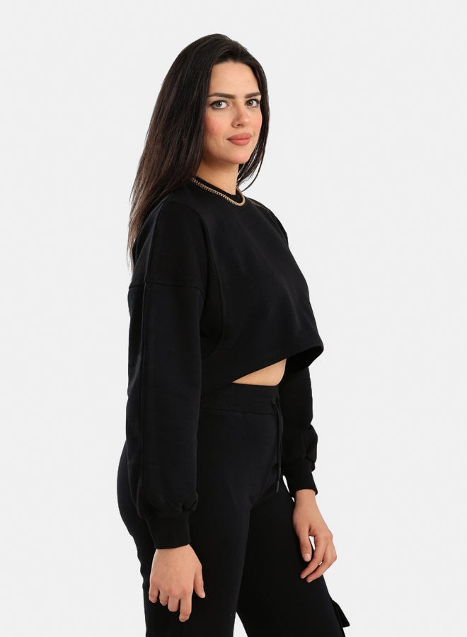 Carina Cropped Cotton Sweatshirt - Image 1