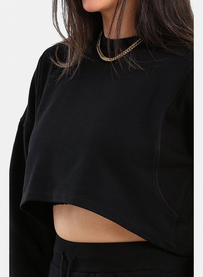 Carina Cropped Cotton Sweatshirt - Image 3