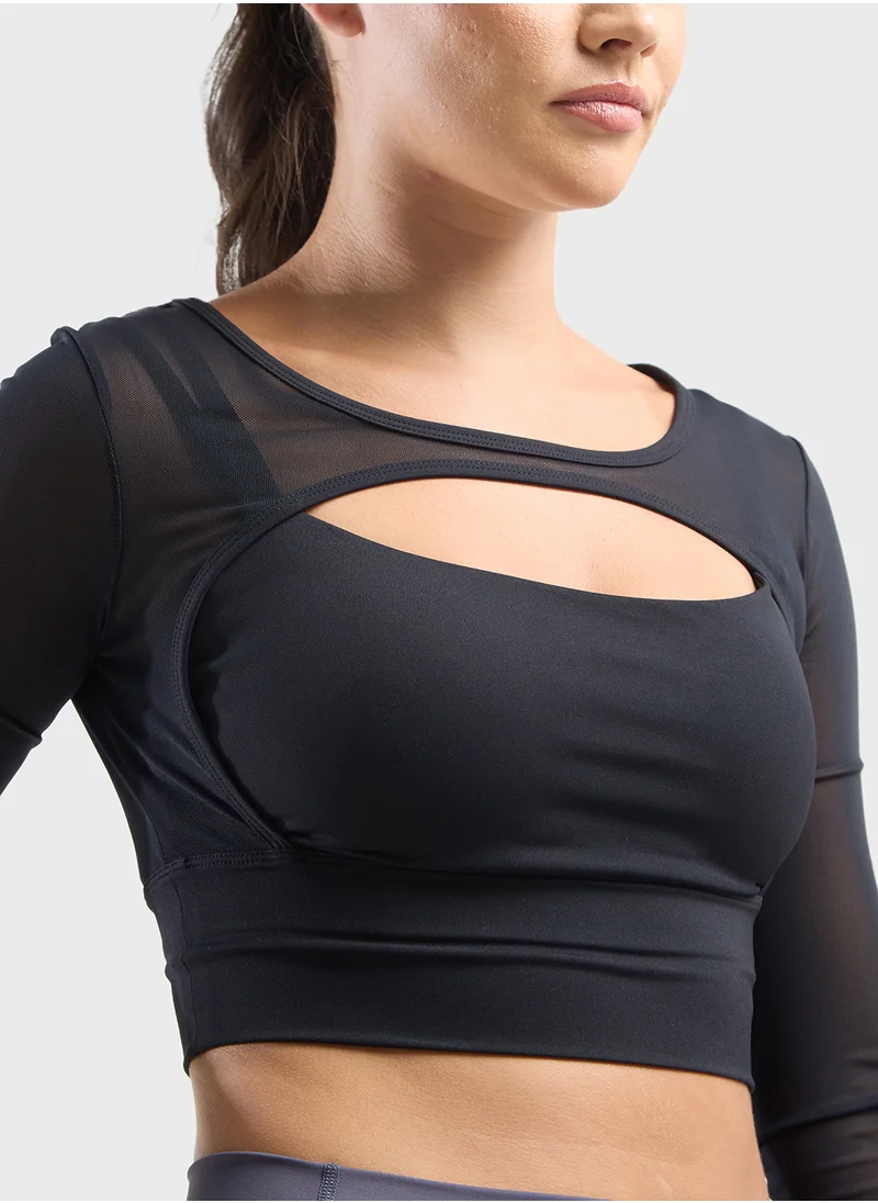 FRWD Mesh Cutout Detail Fitted Top
