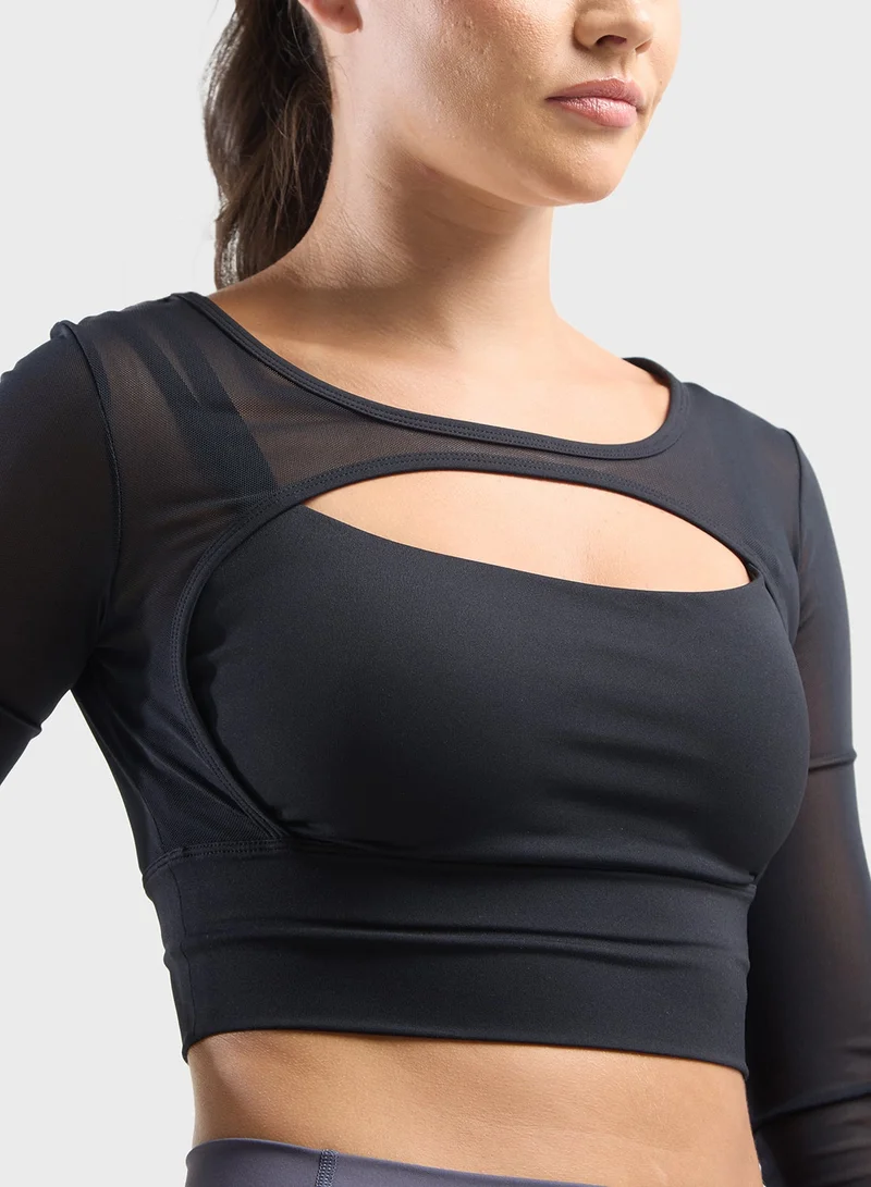 FRWD Mesh Cutout Detail Fitted Top