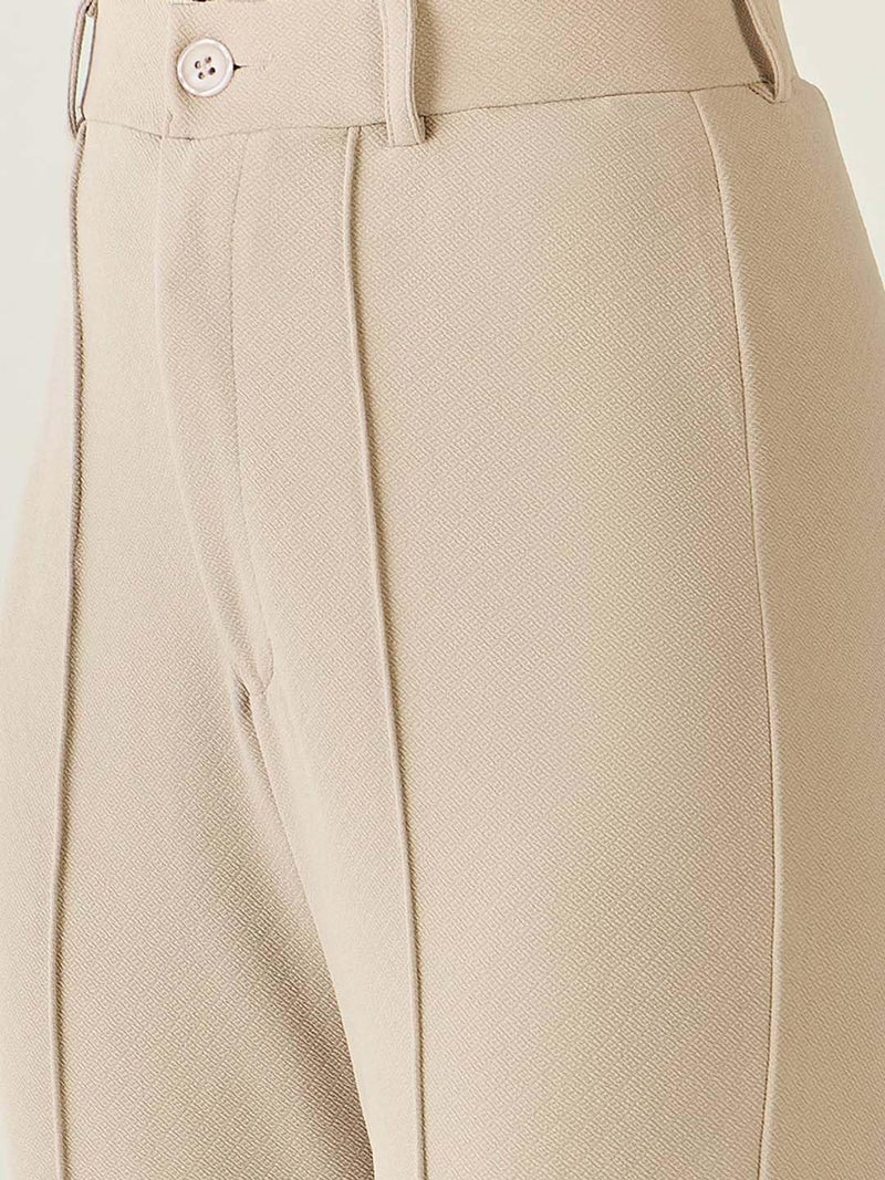 KOTTY Womens Solid Polyester Blend Best Beige Straight fit Trousers (Beige,30) - Image 3
