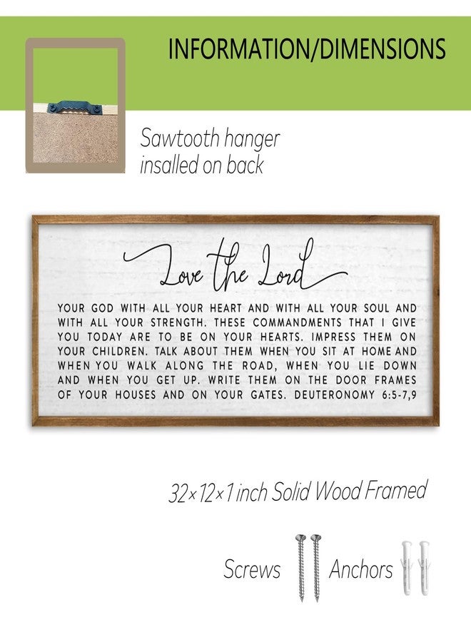 TQianJiang لوحة جدارية من خشب مؤطر، تحمل عبارة "أحب الرب إلهك من كل قلبك" من شركة TQianJiang، مقاس 32 بوصة × 12 بوصة، من سفر التثنية 6: 5-7، 9. - Image 2