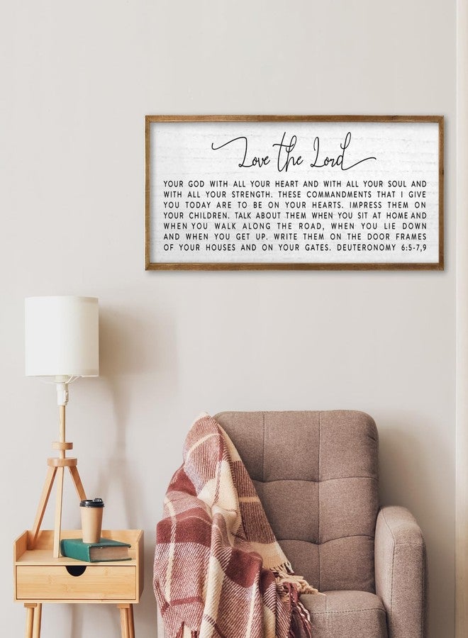 TQianJiang لوحة جدارية من خشب مؤطر، تحمل عبارة "أحب الرب إلهك من كل قلبك" من شركة TQianJiang، مقاس 32 بوصة × 12 بوصة، من سفر التثنية 6: 5-7، 9. - Image 5