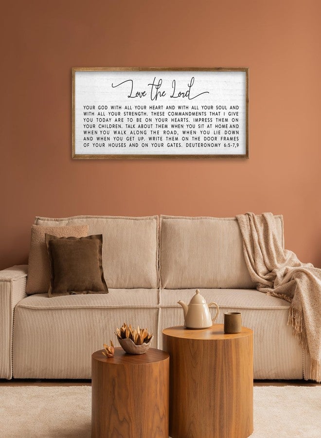 TQianJiang لوحة جدارية من خشب مؤطر، تحمل عبارة "أحب الرب إلهك من كل قلبك" من شركة TQianJiang، مقاس 32 بوصة × 12 بوصة، من سفر التثنية 6: 5-7، 9. - Image 3