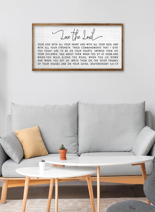 TQianJiang لوحة جدارية من خشب مؤطر، تحمل عبارة "أحب الرب إلهك من كل قلبك" من شركة TQianJiang، مقاس 32 بوصة × 12 بوصة، من سفر التثنية 6: 5-7، 9. - Image 4