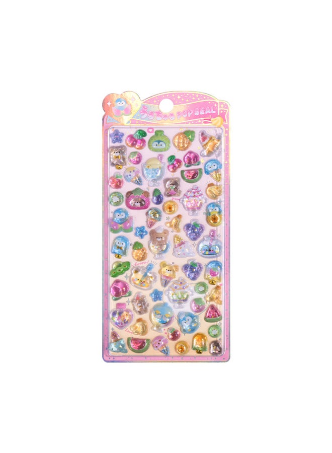 Flash Hot Shimmer Stickers 3d Relief Stickers Solid Children's Cartoon Animal Crystal Phone Case Decorations - Image 1