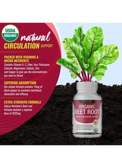 Toplux Organic Beet Root Powder Tablets - 2040mg Natural Nitric Oxide Beets to Support, Energy, Black Pepper Better Absorption, Non-GMO, for Men Women, 90 Tablets  - Image 5