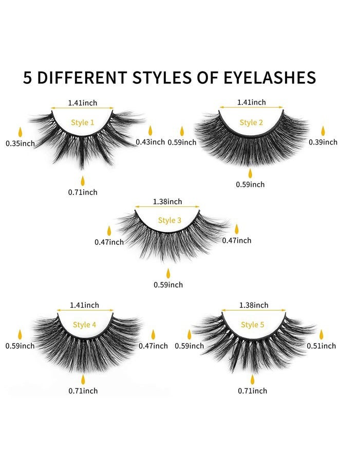 DYSILK False Eyelashes Fake Lashes - Eyelashes Natural Look 5 Pairs 6D Lashes Mink Eyelashes 5 Styles Mixed Fluffy Lashes Reusable Fake Eyelashes Wispy Mink Lash Natural Look| 15mm-18mm - Image 3