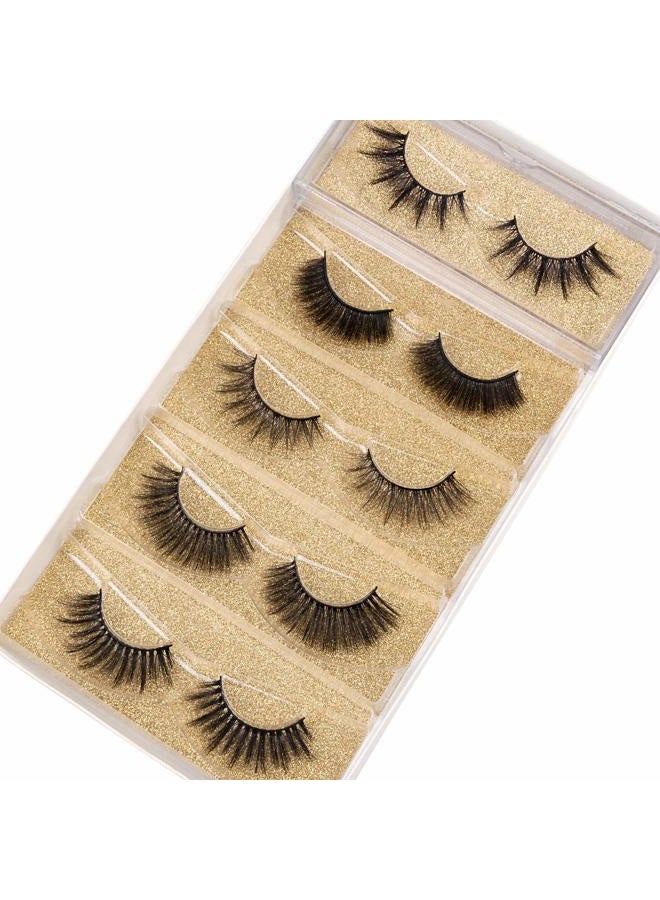 DYSILK False Eyelashes Fake Lashes - Eyelashes Natural Look 5 Pairs 6D Lashes Mink Eyelashes 5 Styles Mixed Fluffy Lashes Reusable Fake Eyelashes Wispy Mink Lash Natural Look| 15mm-18mm - Image 2