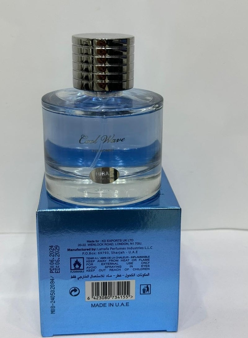 HIBA'S COLLECTION HIBA'S COLLECTION Cool Wave Eau de Parfum Natural Spray - 100ml (3.4 fl oz) - Crisp, Refreshing, and Invigorating Fragrance for a Vibrant Sensation