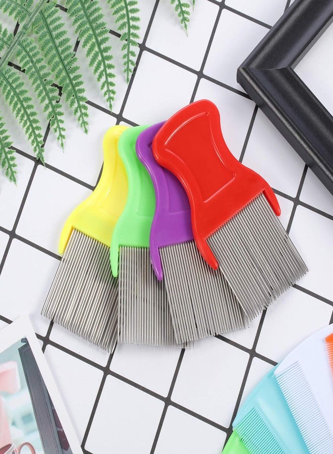 Maitys 8 Pieces Flea Lice Combs Double Sided Lice and Nit Removal Hair Grooming Plastic and Metal Comb for Humans Pets(3.5 x 2 Inch, 3.54 x 1.57 Inch,Orange, Blue, Purple, White) - Image 5