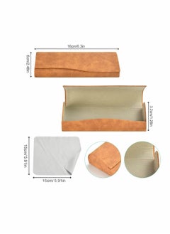 KASTWAVE KASTWAVE Hard Shell Sunglasses Case Leather Glasses Case Protective Sunglasses Pouch Holder Storage Eye Glasses Pouch Carry Case with Cleaning Cloth for Men and Women (2 Pcs Yellow and Gray)  - Image 2