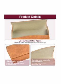 KASTWAVE KASTWAVE Hard Shell Sunglasses Case Leather Glasses Case Protective Sunglasses Pouch Holder Storage Eye Glasses Pouch Carry Case with Cleaning Cloth for Men and Women (2 Pcs Yellow and Gray)  - Image 4