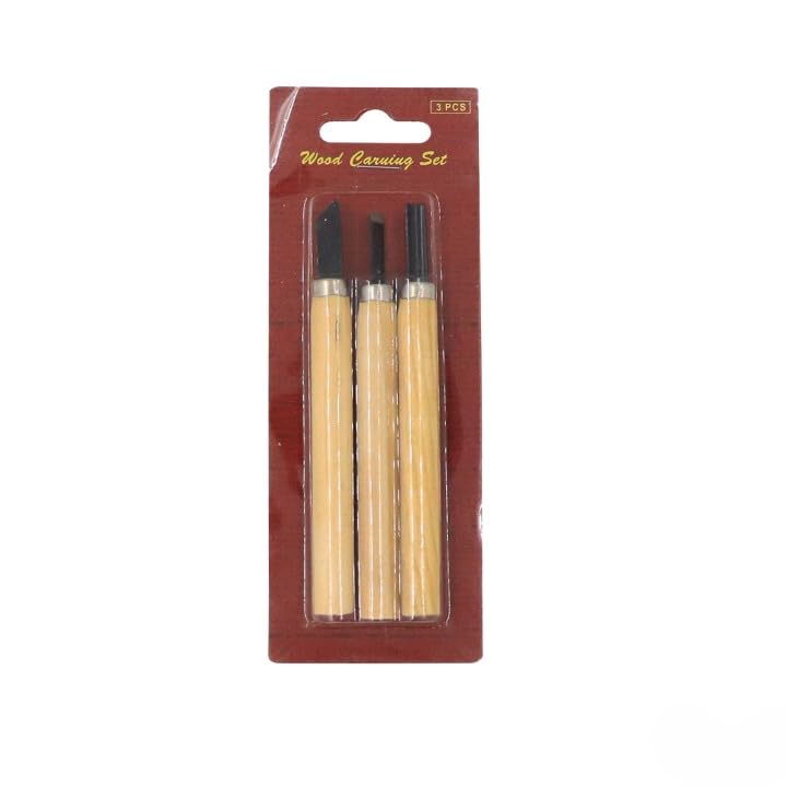 VINTAGER 3 Pcs Professional Wood Carving Chisel Knife Hand Tool Set for Basic Detailed Carving Woodworkers Gouges Tools