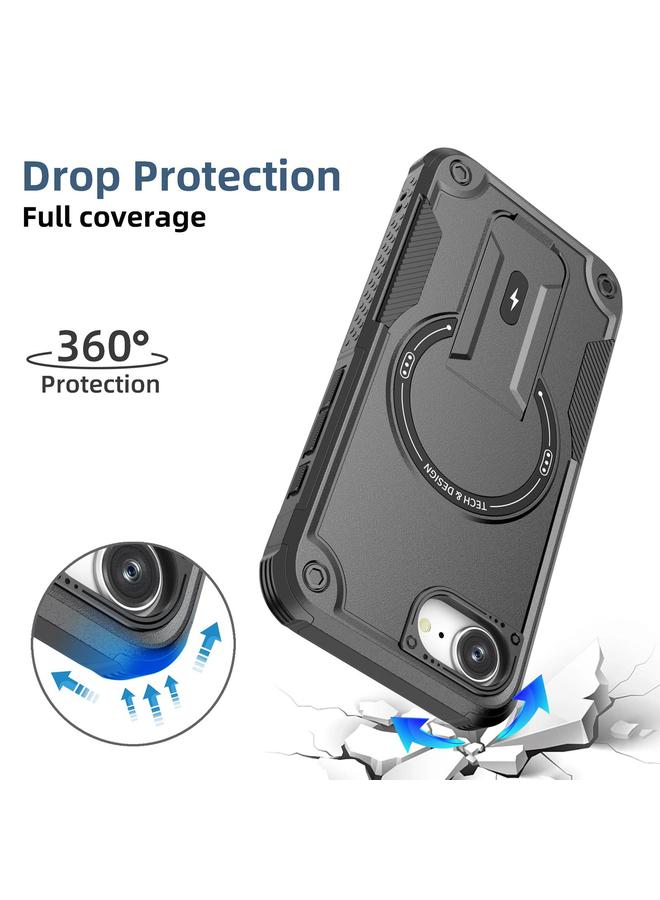 erorex Case For iPhone 16e Armor Magsafe Holder PC Hybrid TPU Phone Case - Image 3