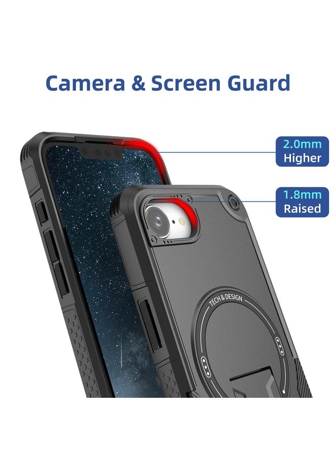 erorex Case For iPhone 16e Armor Magsafe Holder PC Hybrid TPU Phone Case - Image 4