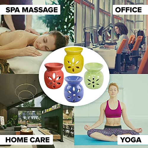 EIN SOF Ceramic Oil Diffuser for Home Fragrance - Set of 2 Room Fragrance Diffuser, Perfume Diffuser for Home, Aroma Therapy Diffuser Oil lamp (Red & Yellow) - Image 5