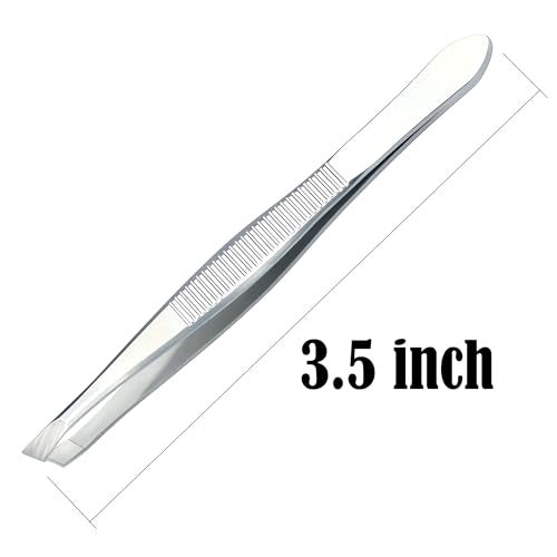 LUXXII (3 Pack) Slant Tweezers - Precision Stainless Steel Slant Tip Tweezers Hair Plucker for Hair and Eyebrows Personal Care (Silver Tone) - Image 2