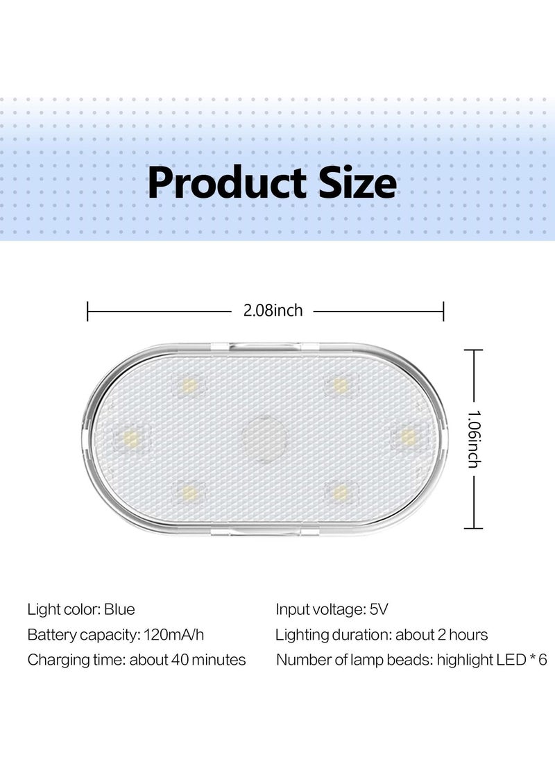 Y&D Car LED Lights, Interior Portable Small Incar Touch Lights with 6 Bright Lamp Beads, USB Rechargeable Lighting Light Emergency (Blue Light) - Image 2