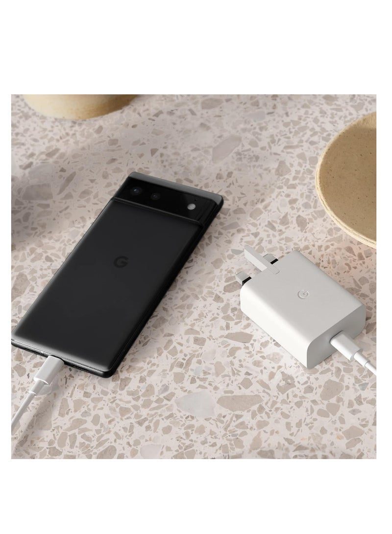 30W Fast Charge USB-C Power Adapter - Compatible With Pixel Fold, 10,10 Pro,9 ,9A,9 Pro,8,8Pro,8A,7 Pro, 7A, 7, 6 Pro, 6A, 6, 5, 4 - Includes USB-C Cable - Image 1