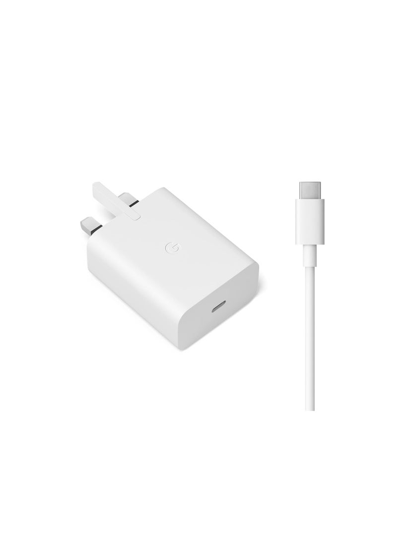 30W Fast Charge USB-C Power Adapter - Compatible With Pixel Fold, 10,10 Pro,9 ,9A,9 Pro,8,8Pro,8A,7 Pro, 7A, 7, 6 Pro, 6A, 6, 5, 4 - Includes USB-C Cable - Image 2