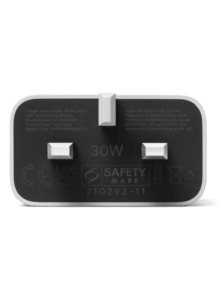 30W Fast Charge USB-C Power Adapter - Compatible With Pixel Fold, 10,10 Pro,9 ,9A,9 Pro,8,8Pro,8A,7 Pro, 7A, 7, 6 Pro, 6A, 6, 5, 4 - Includes USB-C Cable - Image 3