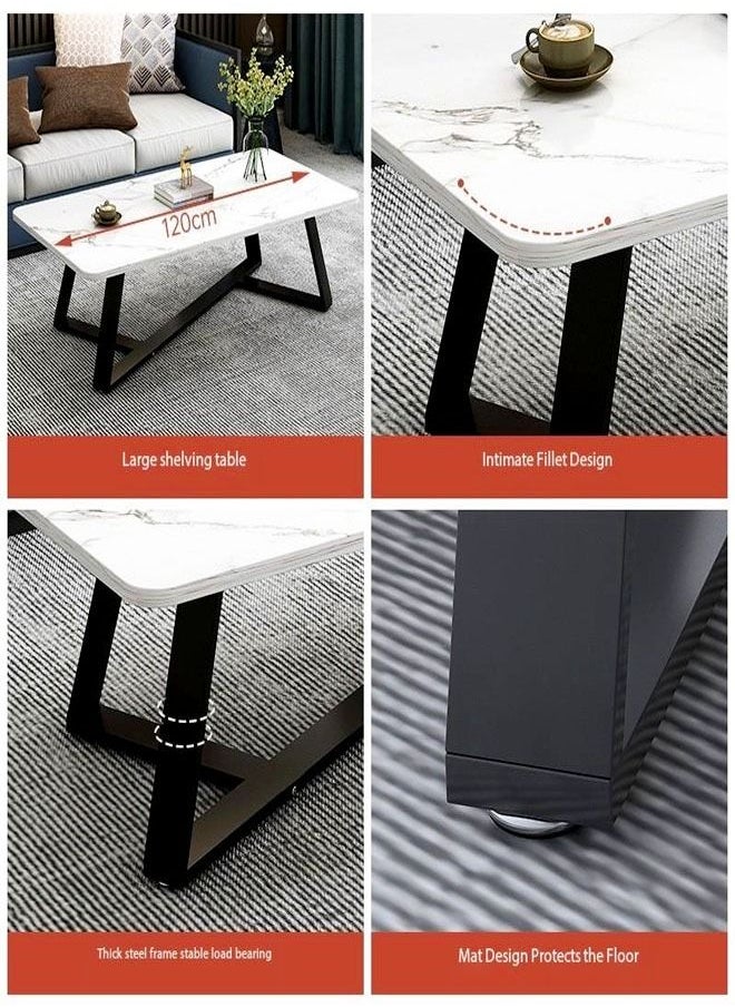 fashionhome Modern Nordic Design Rectangular Glass and Steel Frame Sofa Center Table for Dining Room Glass Coffee Table for Living Room Apartment Small Space Offices 120 x 60 x 45 Centimeter  - Image 4