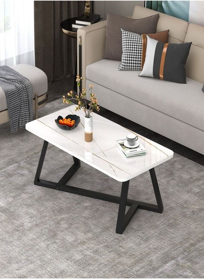 fashionhome Modern Nordic Design Rectangular Glass and Steel Frame Sofa Center Table for Dining Room Glass Coffee Table for Living Room Apartment Small Space Offices 120 x 60 x 45 Centimeter  - Image 2