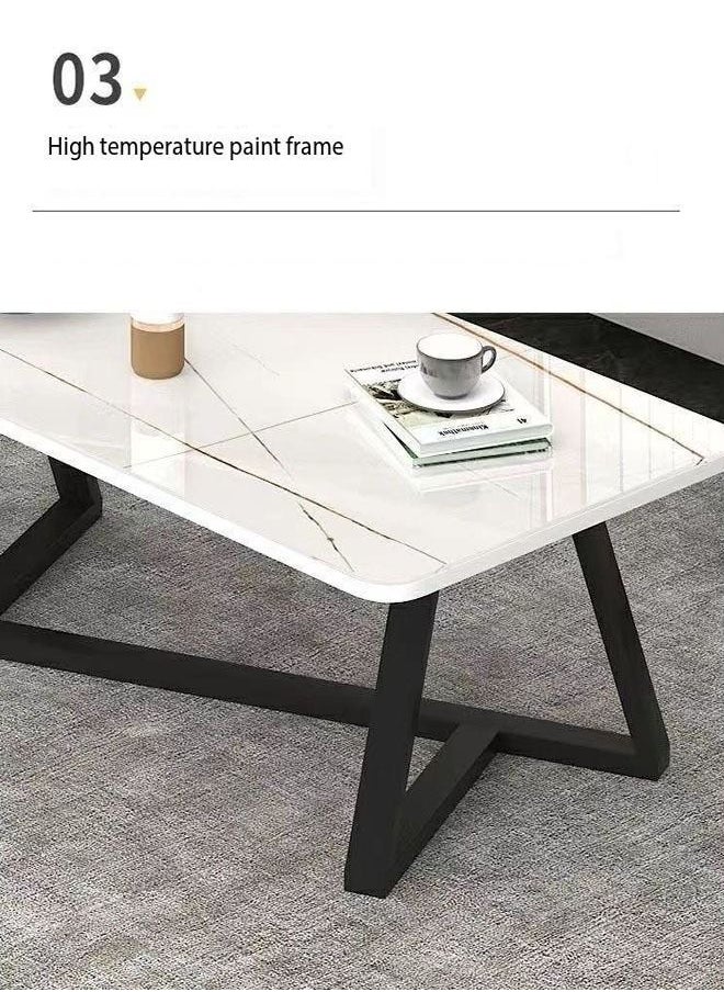 fashionhome Modern Nordic Design Rectangular Glass and Steel Frame Sofa Center Table for Dining Room Glass Coffee Table for Living Room Apartment Small Space Offices 120 x 60 x 45 Centimeter  - Image 5