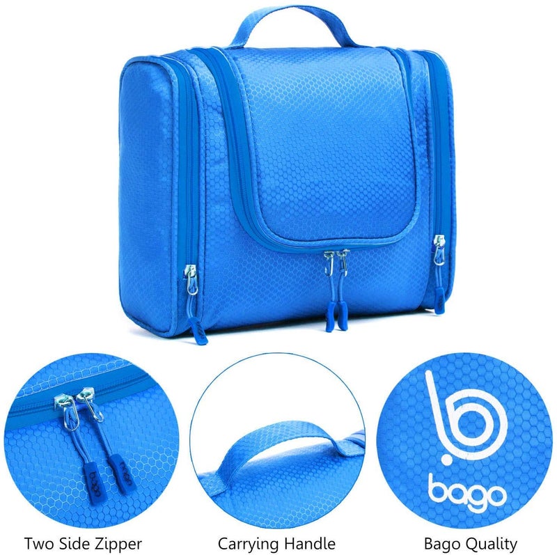 Bago Travel Toiletry Bag for Women and Men - Large Waterproof Hanging Large Toiletry Bag for Bathroom and Travel Bag for Toiletries Organizer -Makeup Bag (Blue) - Image 3