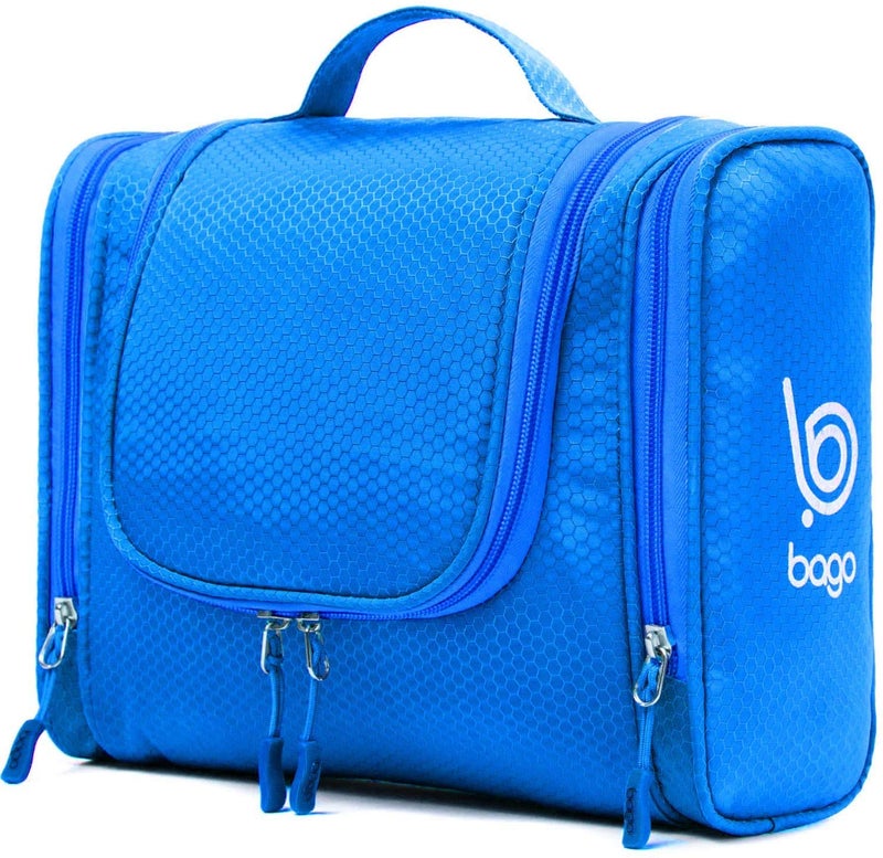Bago Travel Toiletry Bag for Women and Men - Large Waterproof Hanging Large Toiletry Bag for Bathroom and Travel Bag for Toiletries Organizer -Makeup Bag (Blue) - Image 1