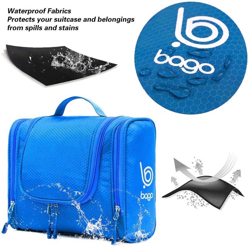 Bago Travel Toiletry Bag for Women and Men - Large Waterproof Hanging Large Toiletry Bag for Bathroom and Travel Bag for Toiletries Organizer -Makeup Bag (Blue) - Image 4