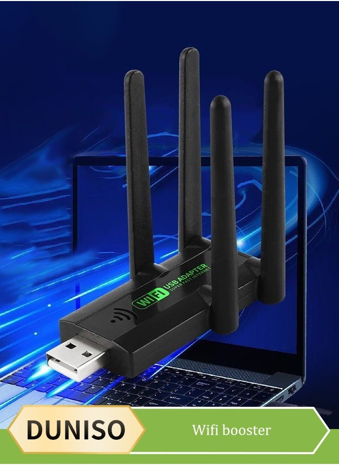 DUNISO WiFi repeater, network extender, signal enhancer, router WiFi range extender, USB powered, can further expand network range, suitable for offices and homes (black)  - Image 1