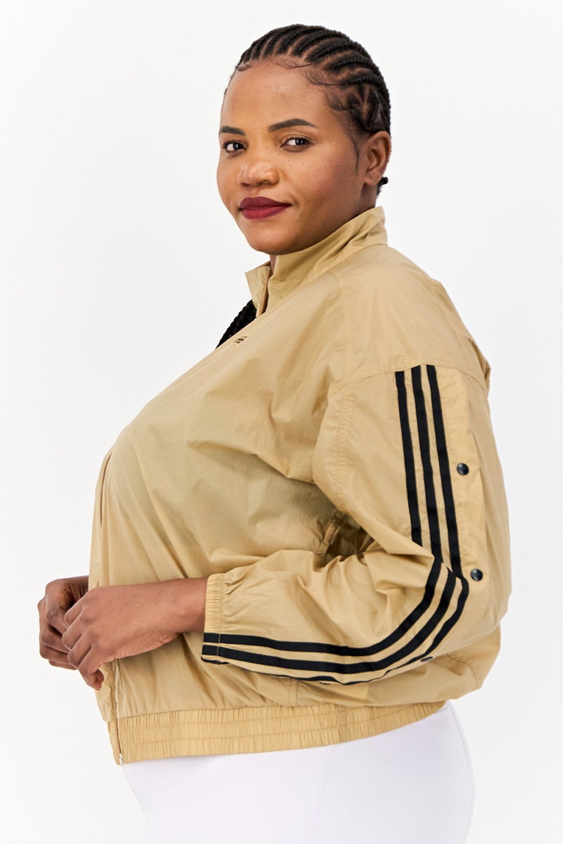 adidas Originals Women Plus Size Long Sleeves Training Jacket, Dark Tan  - Image 2