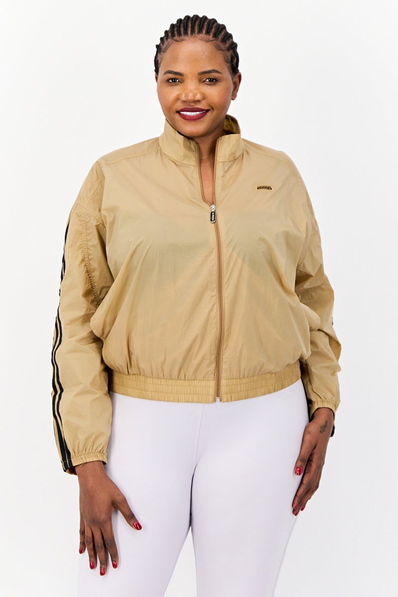 adidas Originals Women Plus Size Long Sleeves Training Jacket, Dark Tan  - Image 1