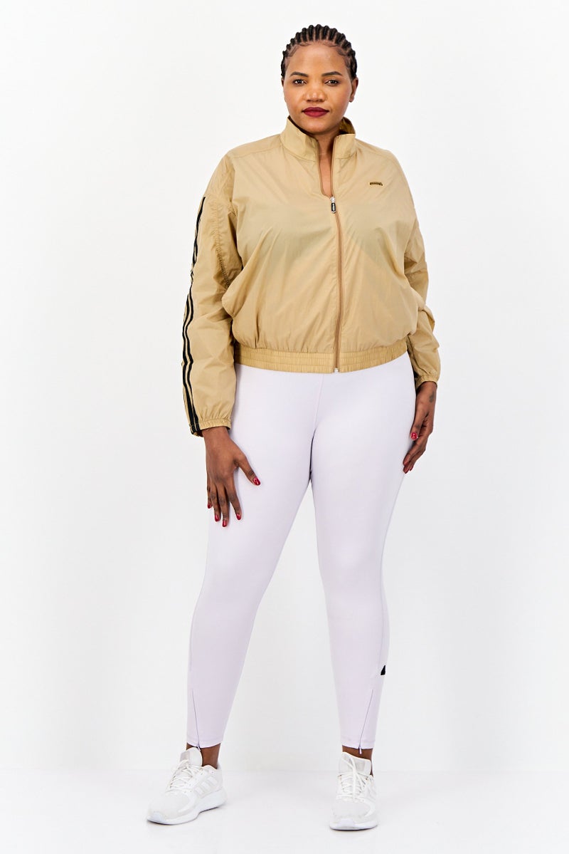 adidas Originals Women Plus Size Long Sleeves Training Jacket, Dark Tan  - Image 4