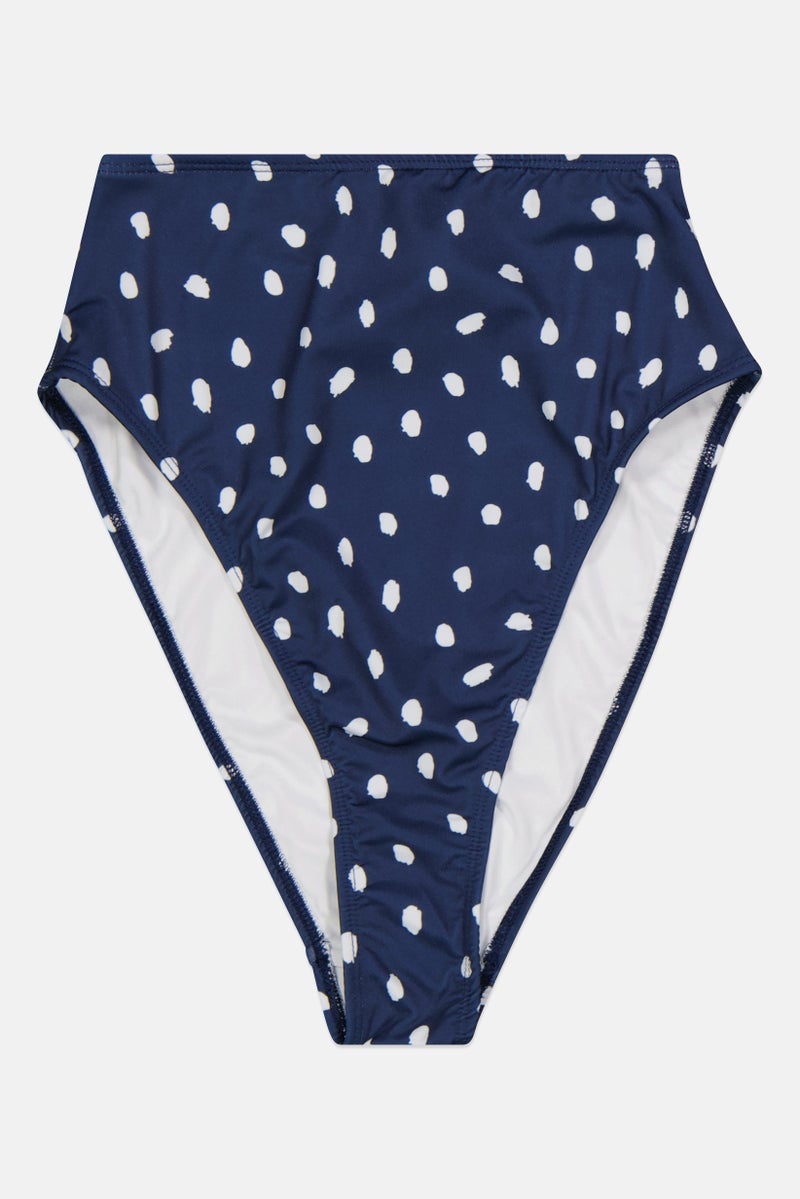 Asos Design Women High Leg High Waist Bikini Bottom, Navy  - Image 1