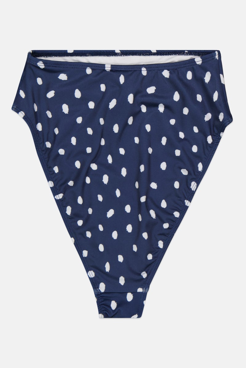Asos Design Women High Leg High Waist Bikini Bottom, Navy  - Image 2