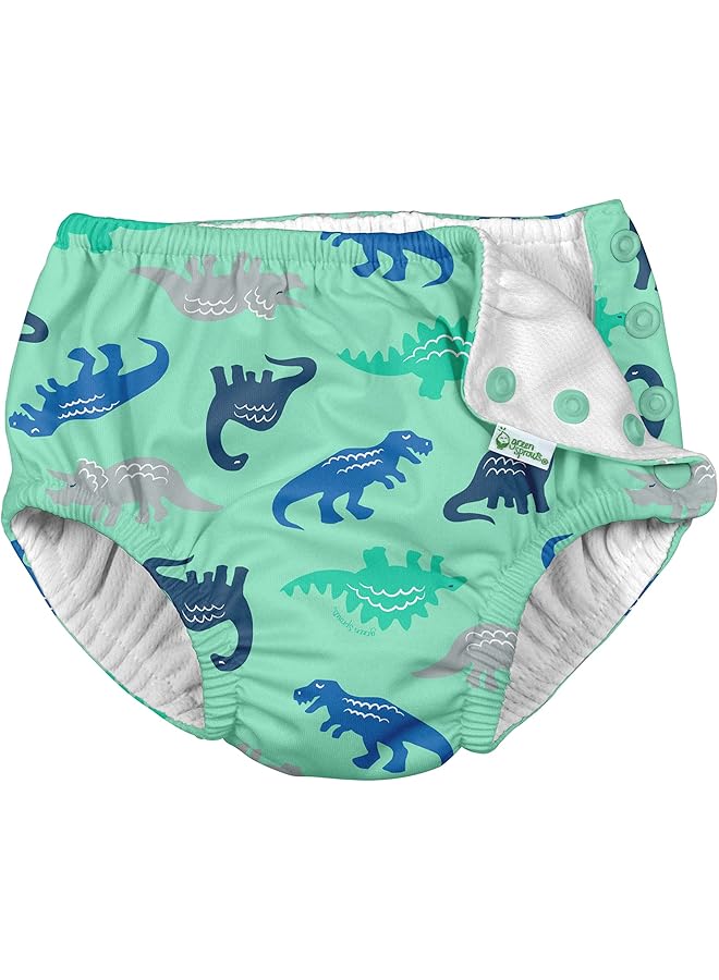 green sprouts Snap Reusable Absorbent Swimsuit Diaper Seafoam Simple Dino 18Mo