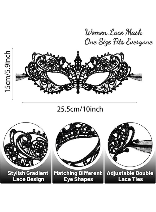 قناع تنكري للبالغين مكون من 3 قطع، أقنعة دانتيل ممتعة غامضة للنساء والرجال، غطاء رأس من الدانتيل، قناع تنكري رائع من الدانتيل لحفلات الليل، قناع تنكري أسود - Image 2