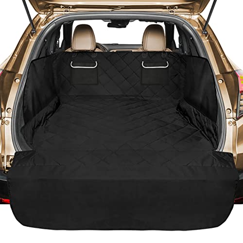 Veckle SUV Cargo Liner for Dogs, Water Resistant Dog Trunk Cover with Side Flap Protector 2 Large Pockets Pet Seat Cover for SUV Sedans Vans with Bumper Flap, Non-Slip, Large Universal Fit, Black - Image 1