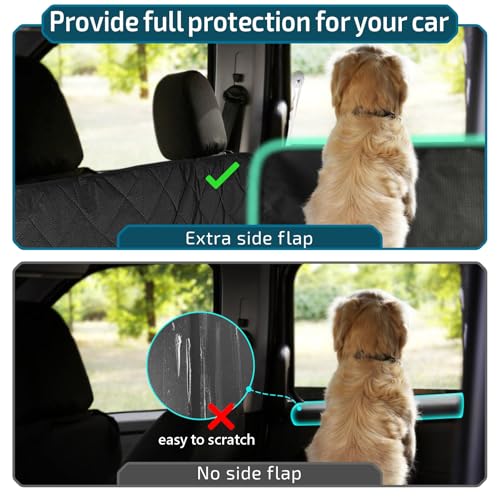 Veckle SUV Cargo Liner for Dogs, Water Resistant Dog Trunk Cover with Side Flap Protector 2 Large Pockets Pet Seat Cover for SUV Sedans Vans with Bumper Flap, Non-Slip, Large Universal Fit, Black - Image 4