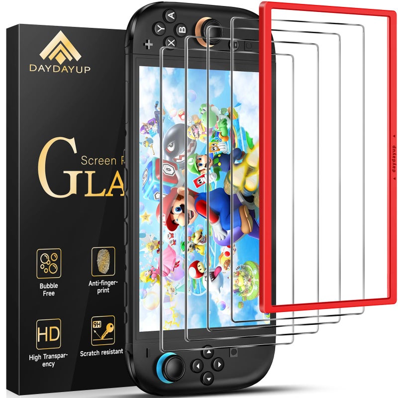 daydayup 4 Pack Tempered Glass Screen Protector for Nintendo Switch Lite, 0.3mm Thickness, 9H Hardness, Transparent, Anti-Scratch, Oleophobic Coating, Easy Installation Guide - Image 1