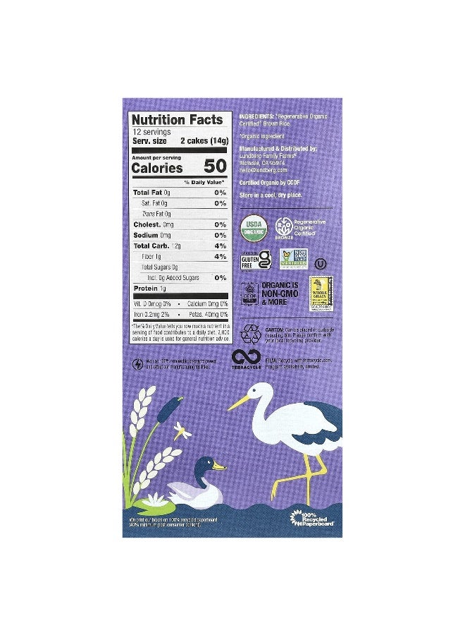Lundberg Lundberg, Organic Thin Brown Rice Cakes, Salt-Free, 6 oz (168 g) - Image 2