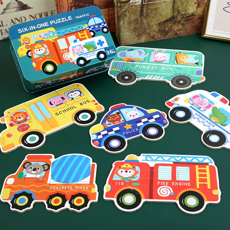 Children'S Early Education Six-In-One Jigsaw Puzzle Kindergarten Baby 3 To 6 Years Old Boys And Girls Animal Traffic Educational Toys - Image 2