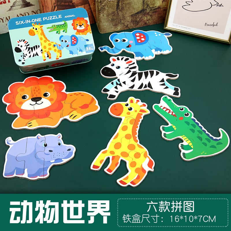 Children'S Early Education Six-In-One Jigsaw Puzzle Kindergarten Baby 3 To 6 Years Old Boys And Girls Animal Traffic Educational Toys - Image 1