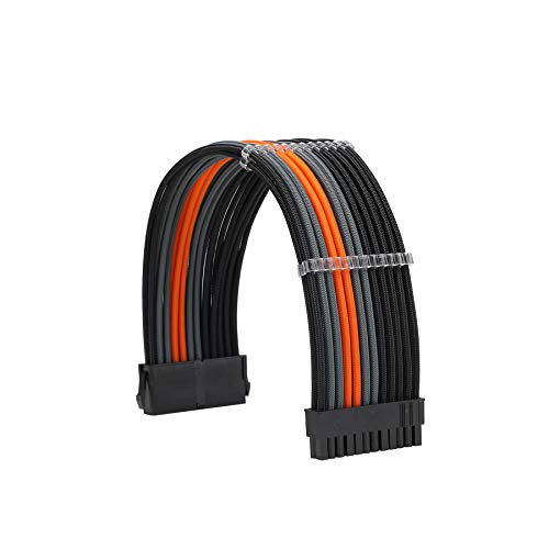 Formulamod Sleeve Extension Power Supply Cable Kit 18AWG ATX 24P+ EPS 8-P+PCI-E8-P with Combs for PSU to Motherboard/GPU Fm-NCK3 (Black Orange Grey) - Image 3