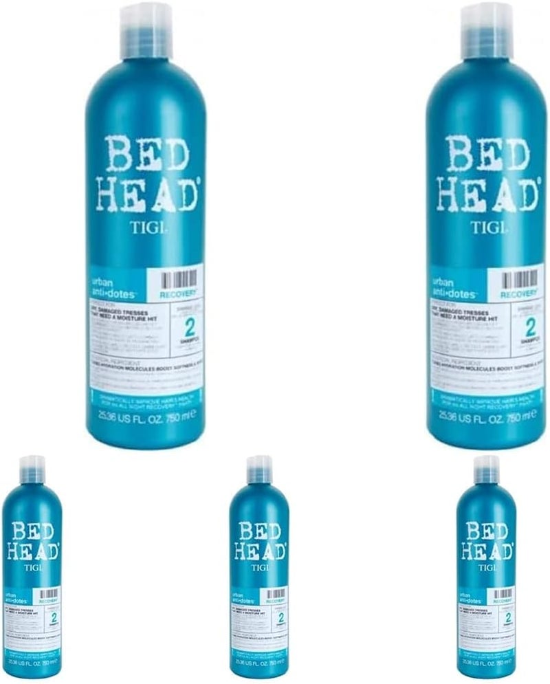 Bed Head by TIGI Recovery Shampoo Moisturising Shampoo for Professional Haircare Great For Restoring Dry and Damaged Hair 750ml Pack of 5
