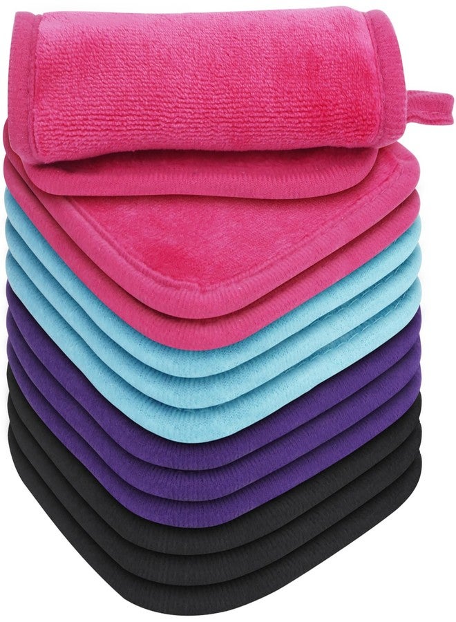 Vnoss Makeup Remover Cloth 12 Pack, Ultra Soft and Reusable Microfiber Makeup Remover Towels for All Skin Types, Makeup Removal Face Cleansing Cloth, 6” X 6”, Multicolor - Image 1